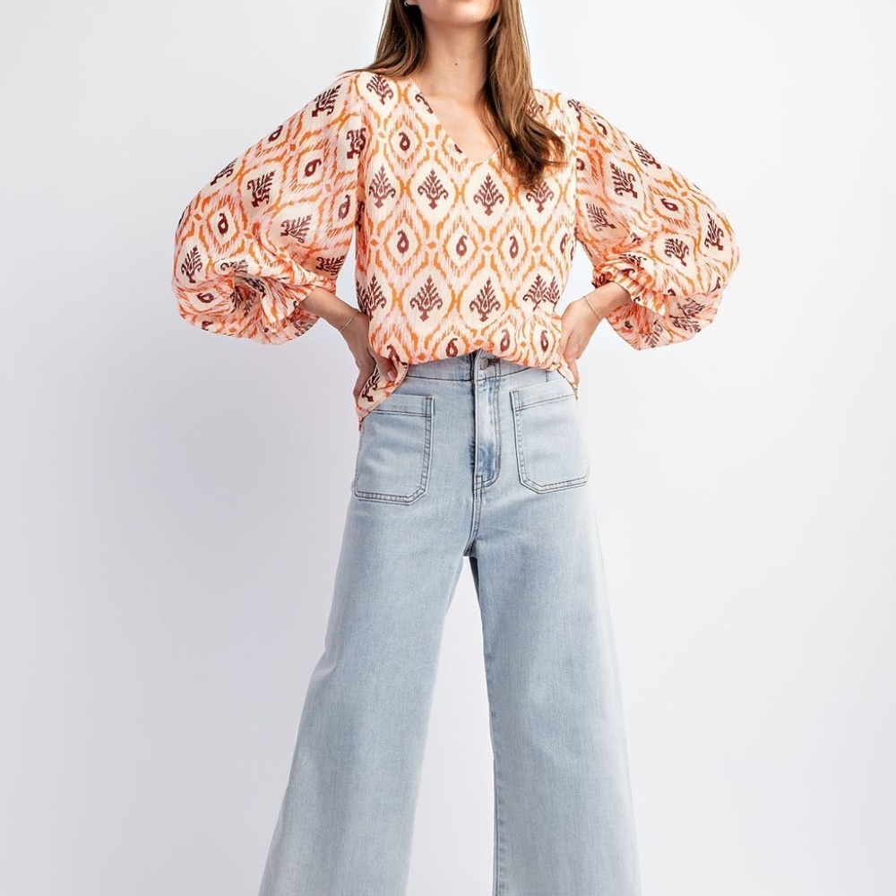 NWT Shimmering Orange Print Blouse